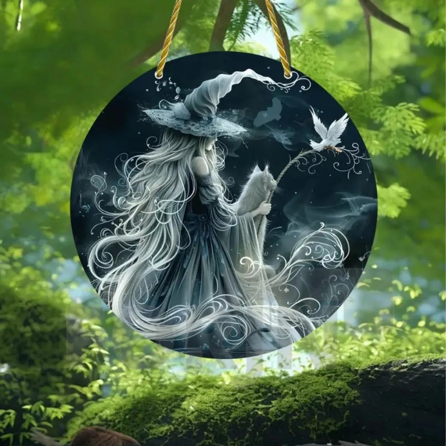 Magic Moonlit Witch & Broom Suncatcher