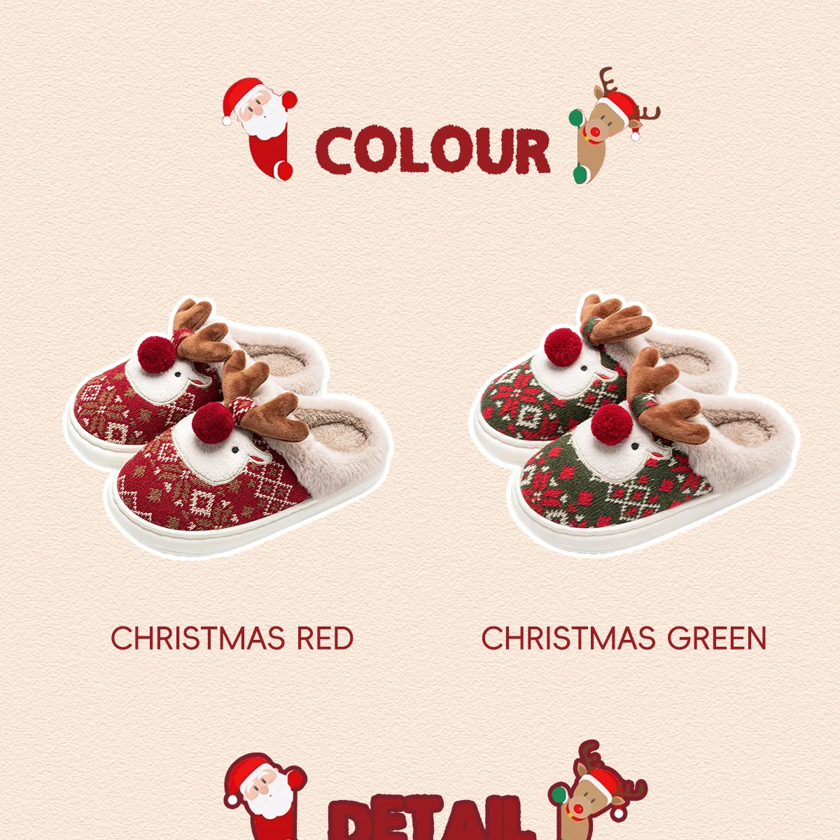 Cute Christmas Deer Slippers