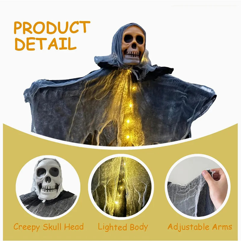 Halloween Glowing Skull Hanging Ghost