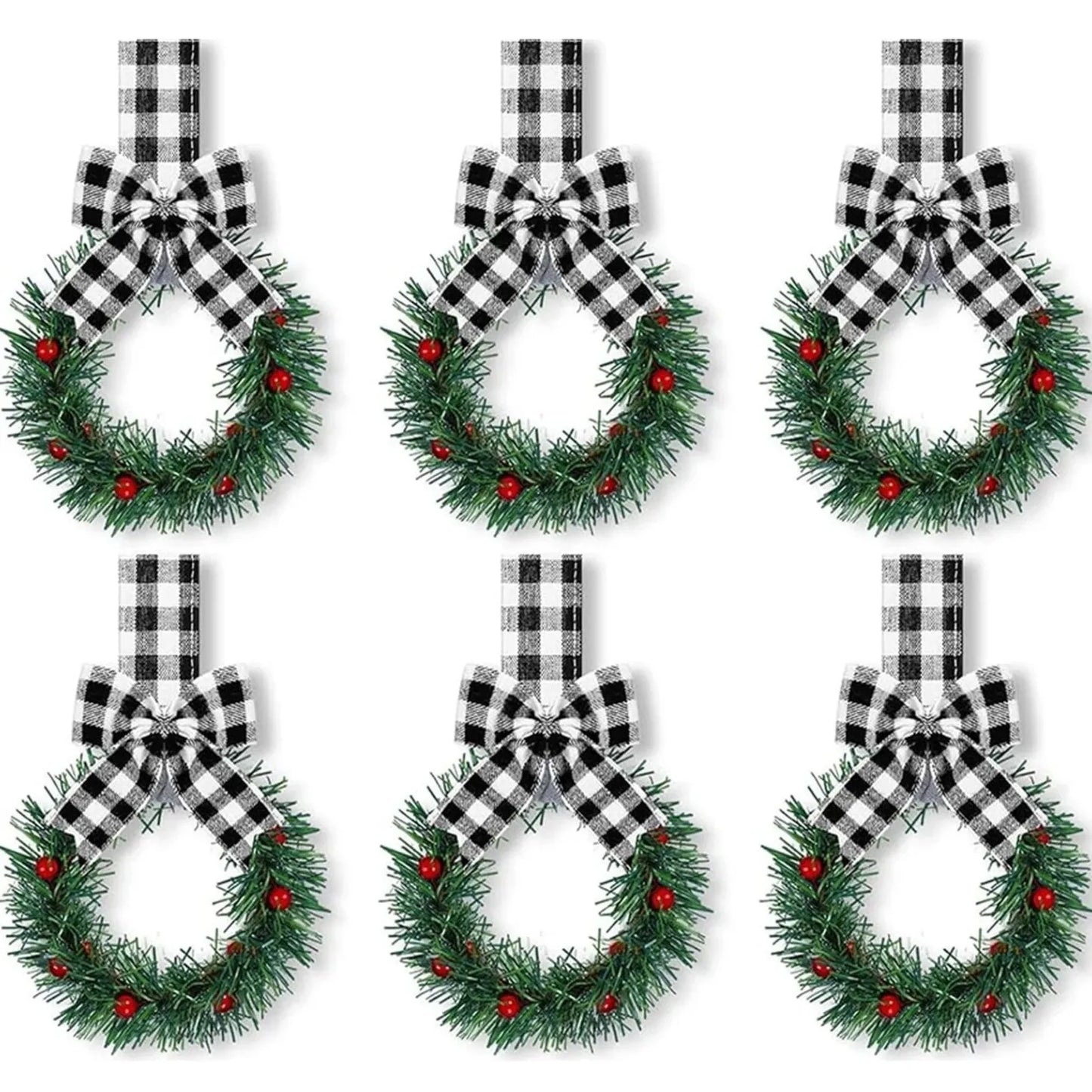 Mini Christmas Wreaths for Cabinets (6 pcs)
