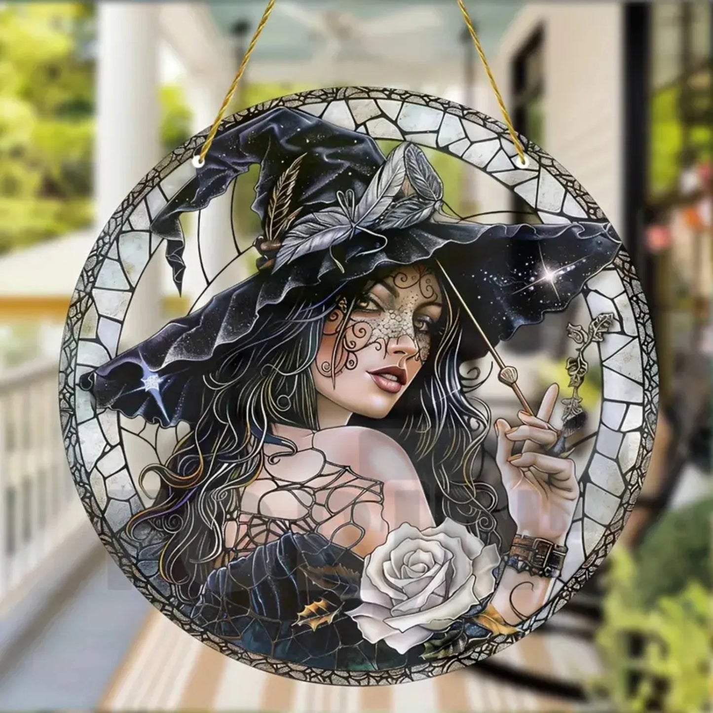 Magic Moonlit Witch & Broom Suncatcher