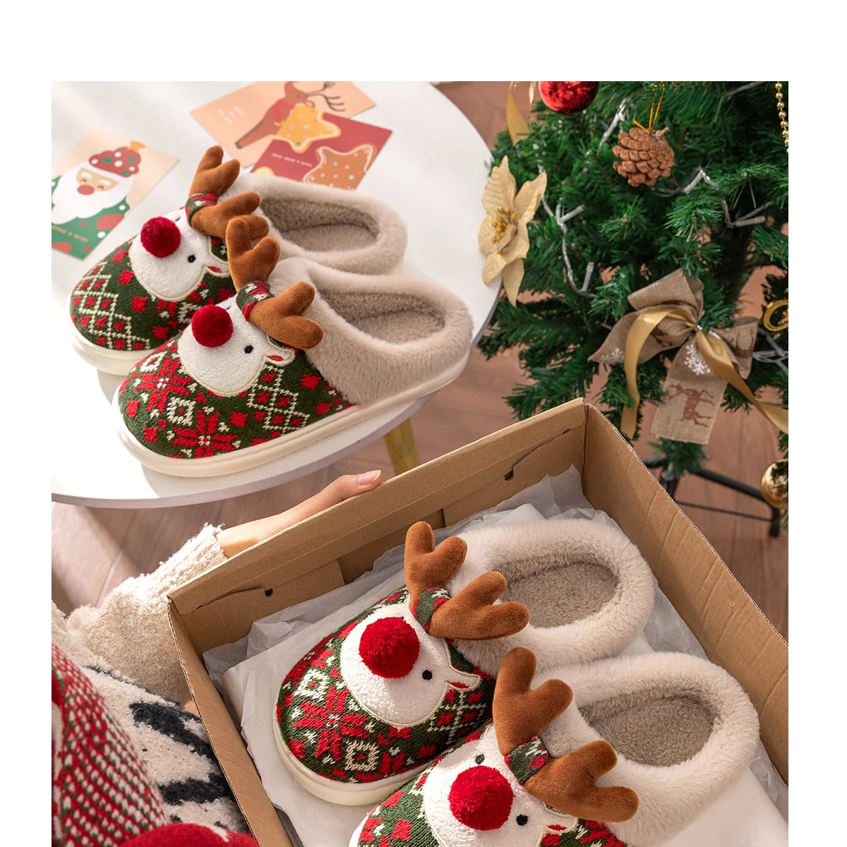 Cute Christmas Deer Slippers