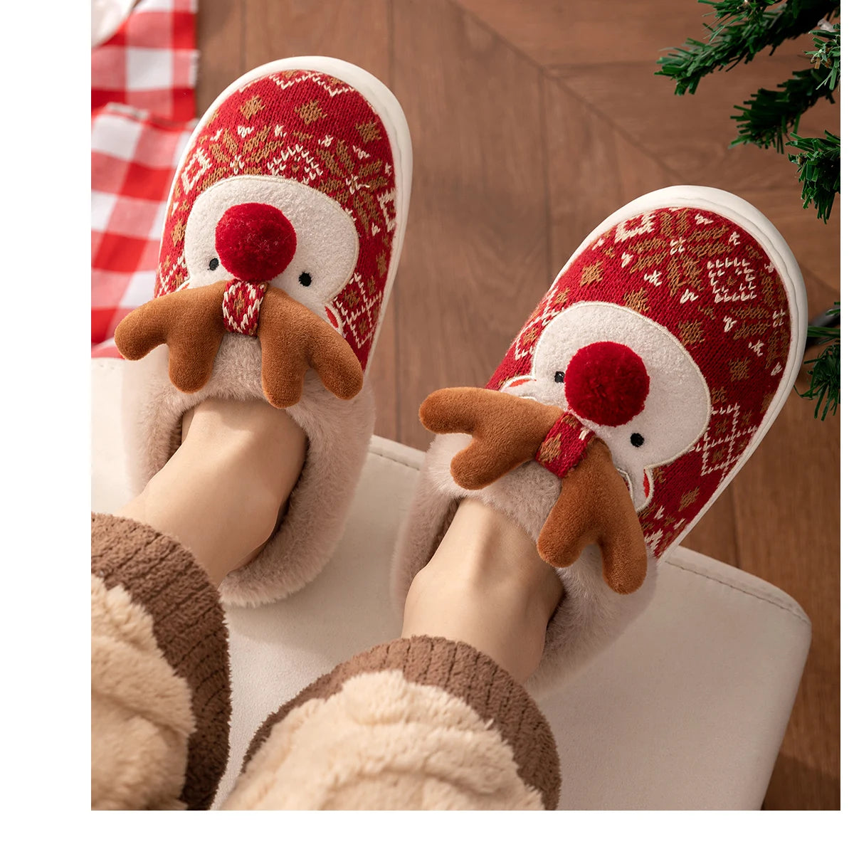 Cute Christmas Deer Slippers