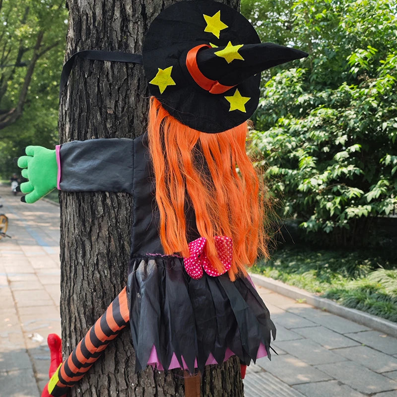 Halloween Orange Hair Witch Climbing Tree