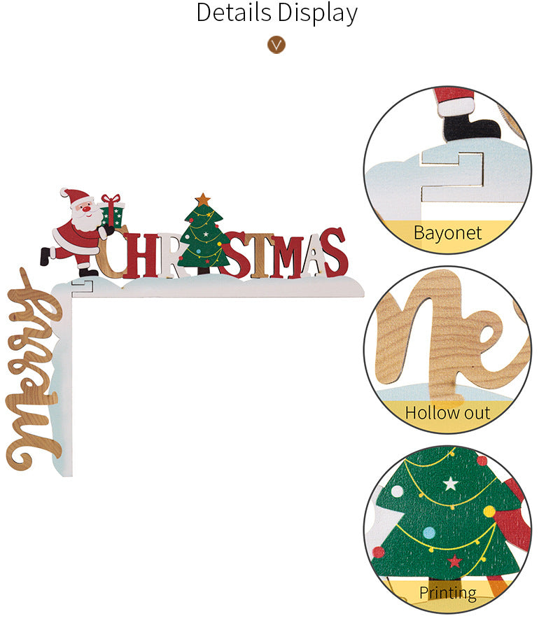 Santa & Snowman Wooden Door Corner Decor