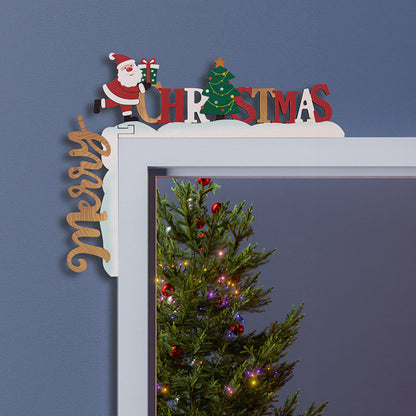 Santa & Snowman Wooden Door Corner Decor