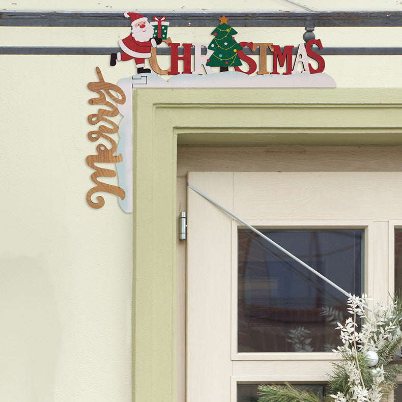 Santa & Snowman Wooden Door Corner Decor