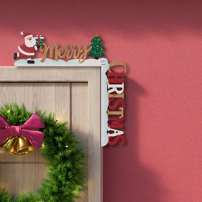 Santa & Snowman Wooden Door Corner Decor