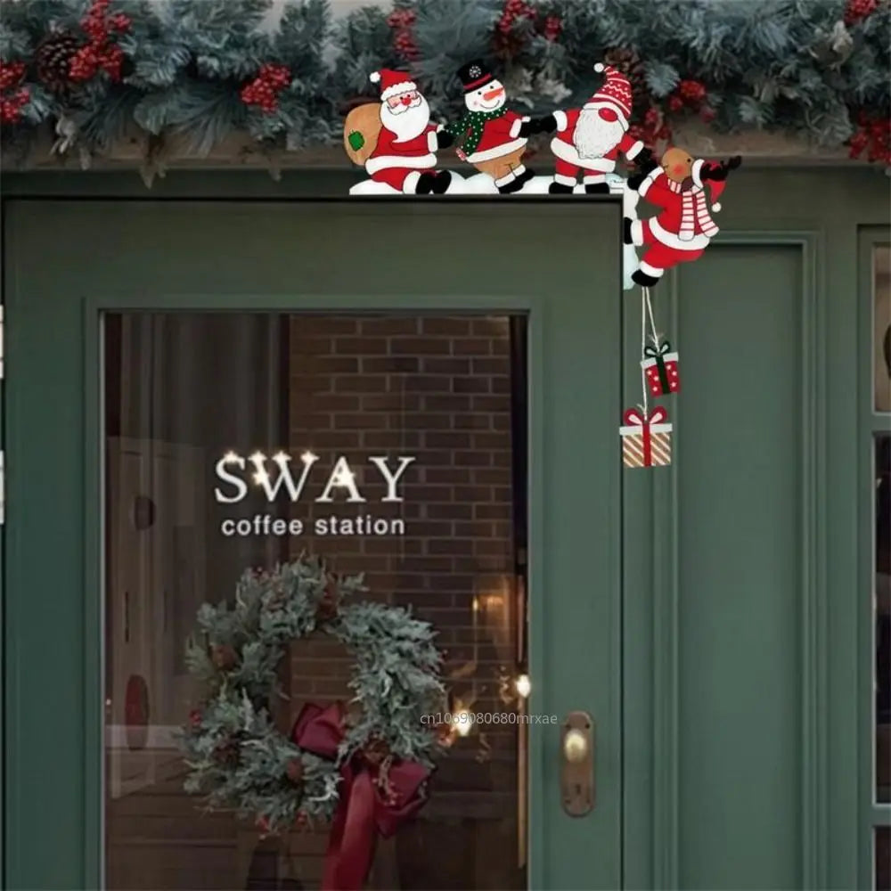 Santa & Snowman Wooden Door Corner Decor