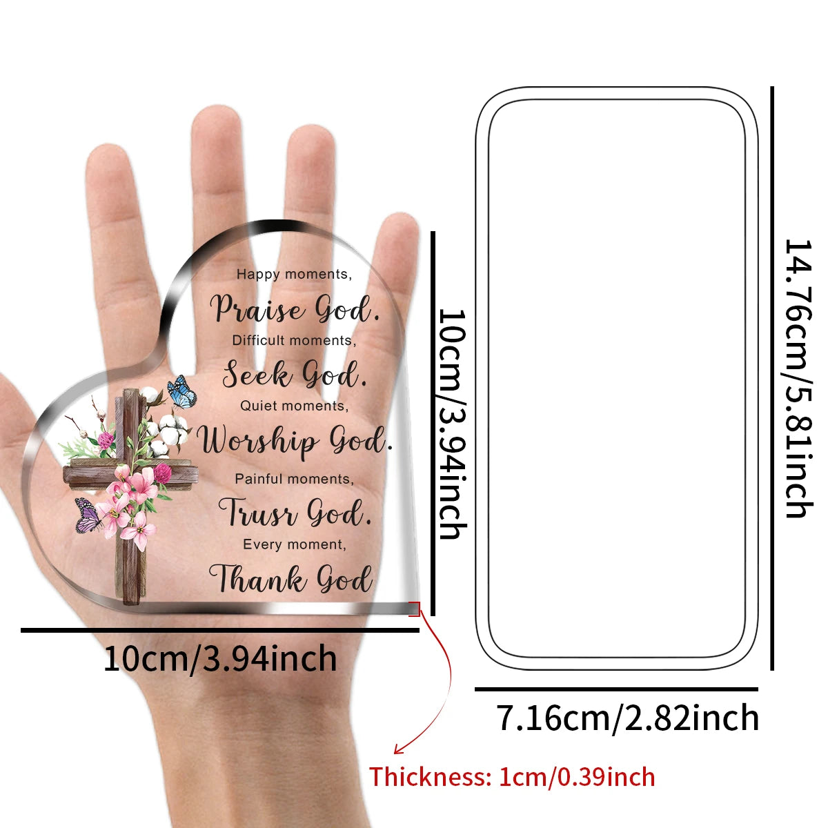 Acrylic Heart Plaque with Bible Verse