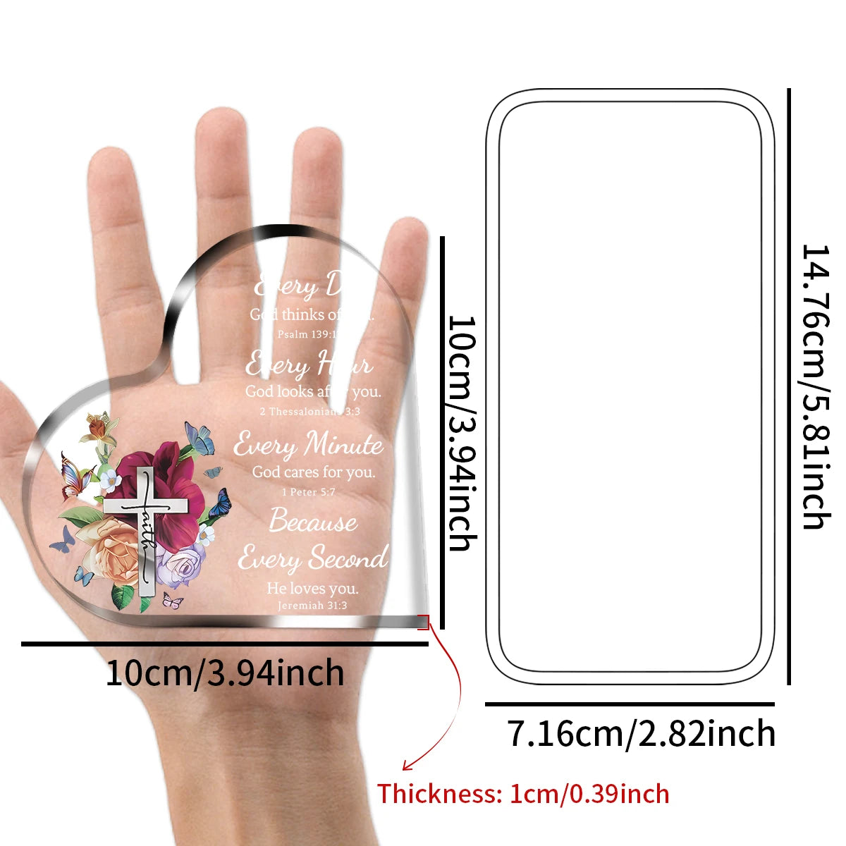 Acrylic Heart Plaque with Bible Verse