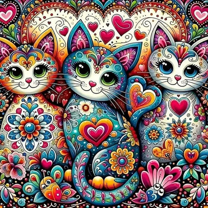 Flowers Cat Diamond Painting Kit