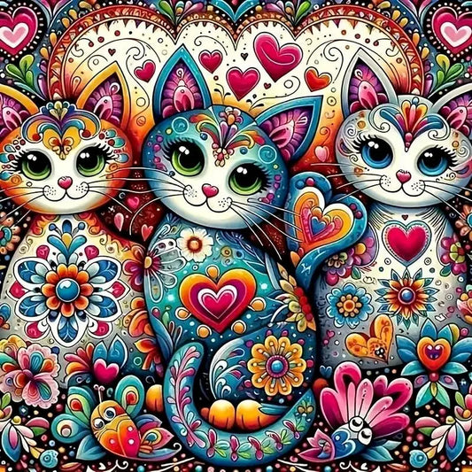 Flowers Cat Diamond Painting Kit