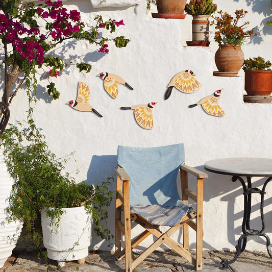 5 Pcs Wooden Bird Wall Art