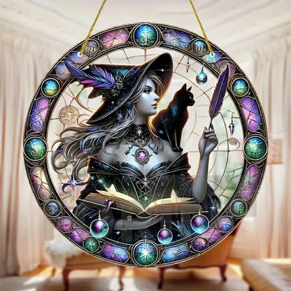 Magic Moonlit Witch & Broom Suncatcher