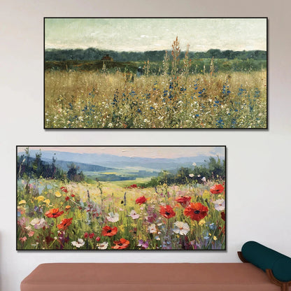Wildflower Field Landscape Canvas Print (Unframed)