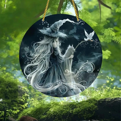 Magic Moonlit Witch & Broom Suncatcher