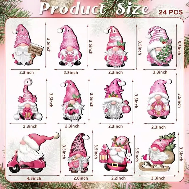 24pcs Wooden Christmas Gnome Ornaments