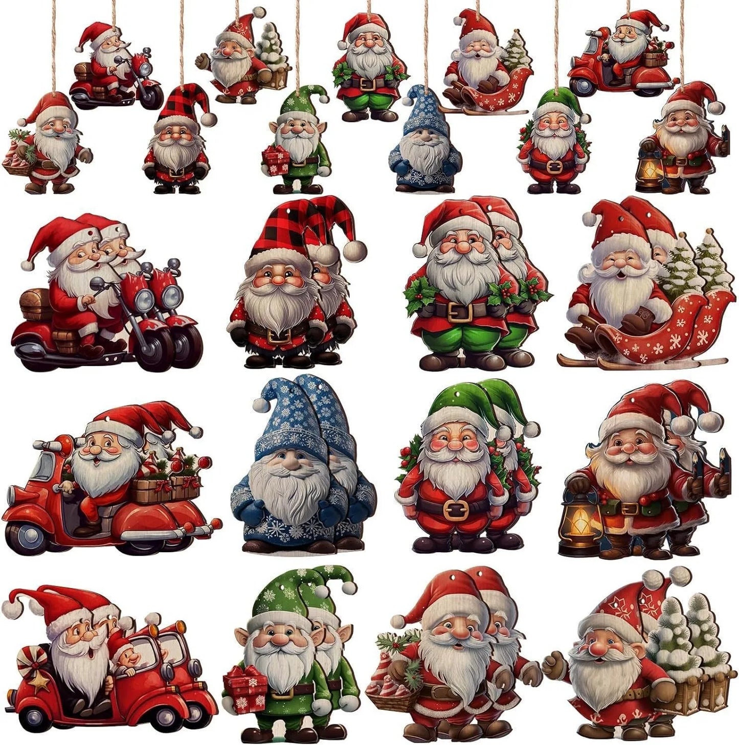 24pcs Wooden Christmas Gnome Ornaments