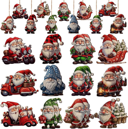 24pcs Wooden Christmas Gnome Ornaments