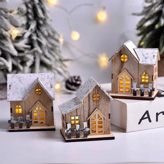 Christmas LED Wooden House Light