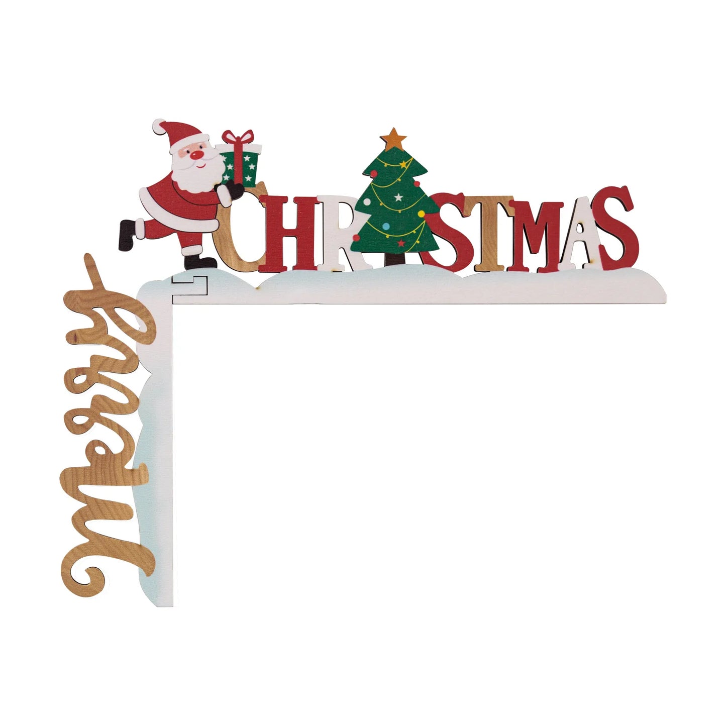 Santa & Snowman Wooden Door Corner Decor