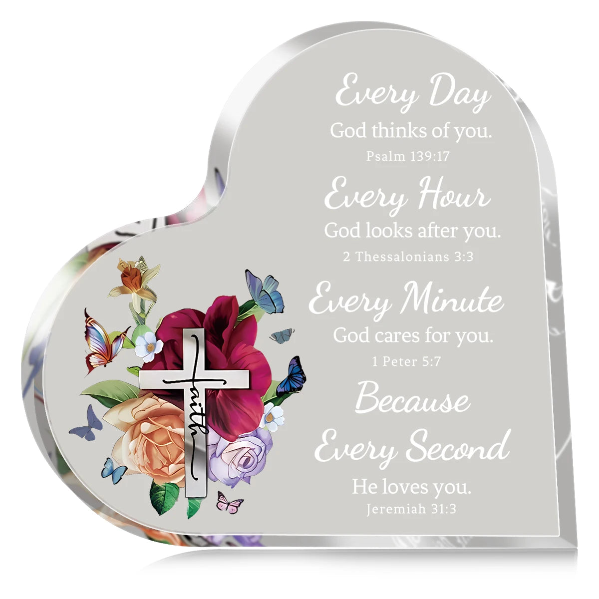 Acrylic Heart Plaque with Bible Verse