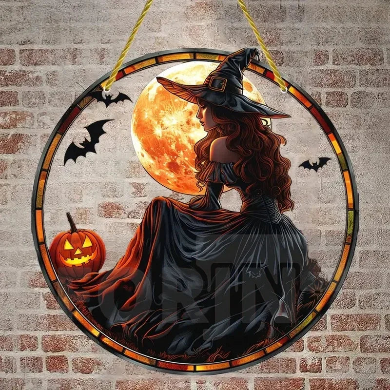 Magic Moonlit Witch & Broom Suncatcher