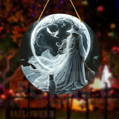 Magic Moonlit Witch & Broom Suncatcher