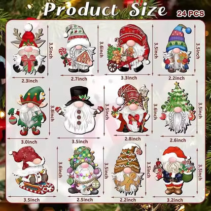 24pcs Wooden Christmas Gnome Ornaments