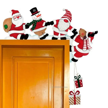 Santa & Snowman Wooden Door Corner Decor