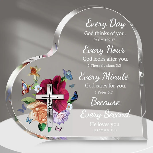Acrylic Heart Plaque with Bible Verse