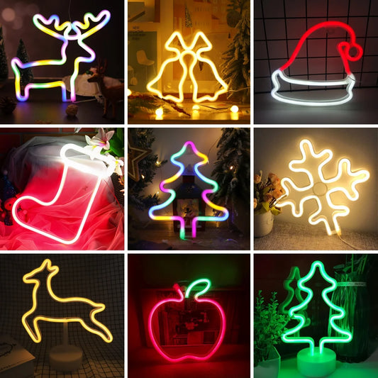 Santa Claus & Elk Christmas LED Lights