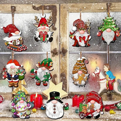 24pcs Wooden Christmas Gnome Ornaments