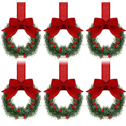 Mini Christmas Wreaths for Cabinets (6 pcs)