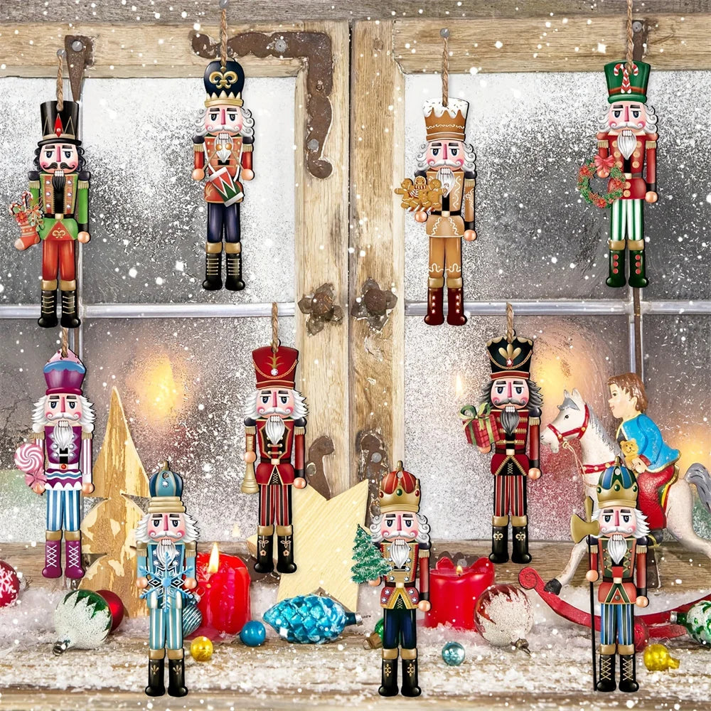 12pcs Wooden Nutcracker Soldier Ornaments