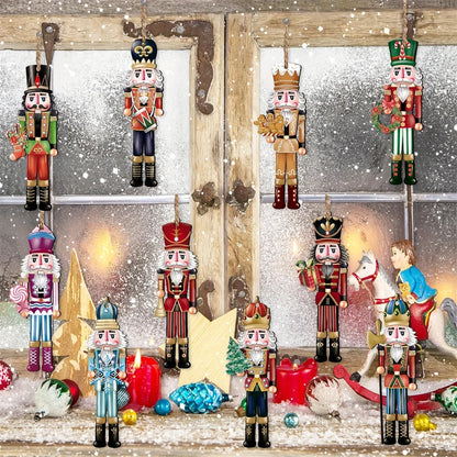 12pcs Wooden Nutcracker Soldier Ornaments