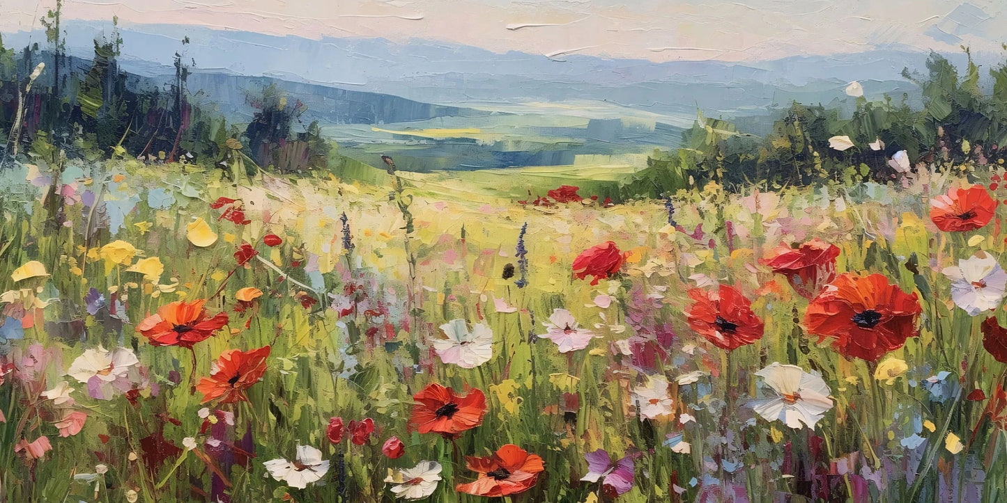 Wildflower Field Landscape Canvas Print (Unframed)