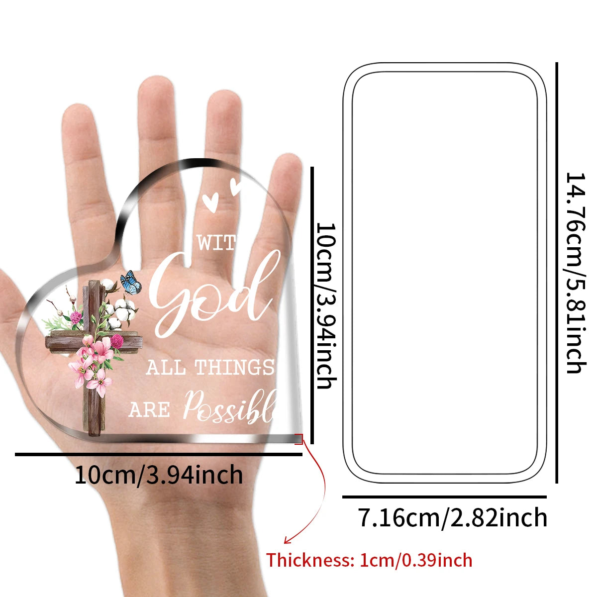 Acrylic Heart Plaque with Bible Verse