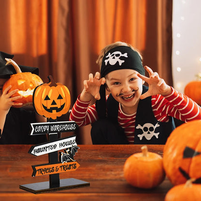 Halloween Wooden Pumpkin Ghost Ornament
