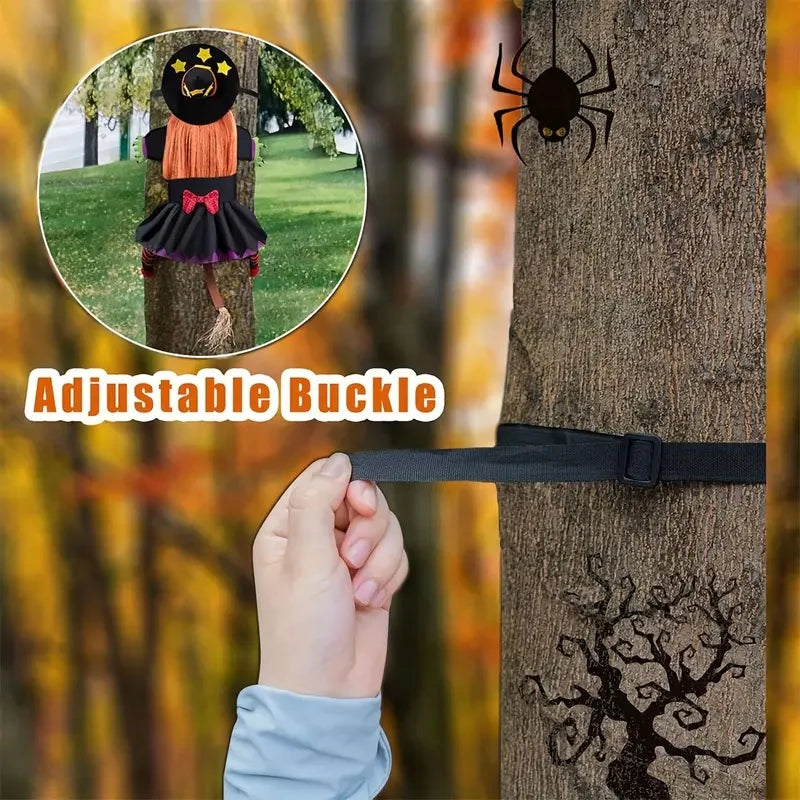 Halloween Orange Hair Witch Climbing Tree