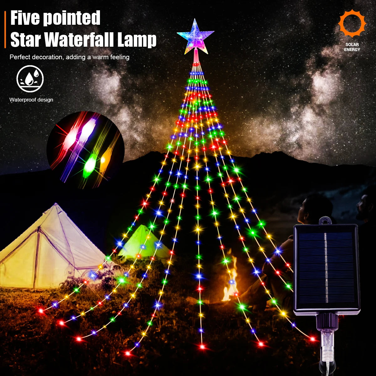 280 LED Star Fairy Waterfall Tree Lights