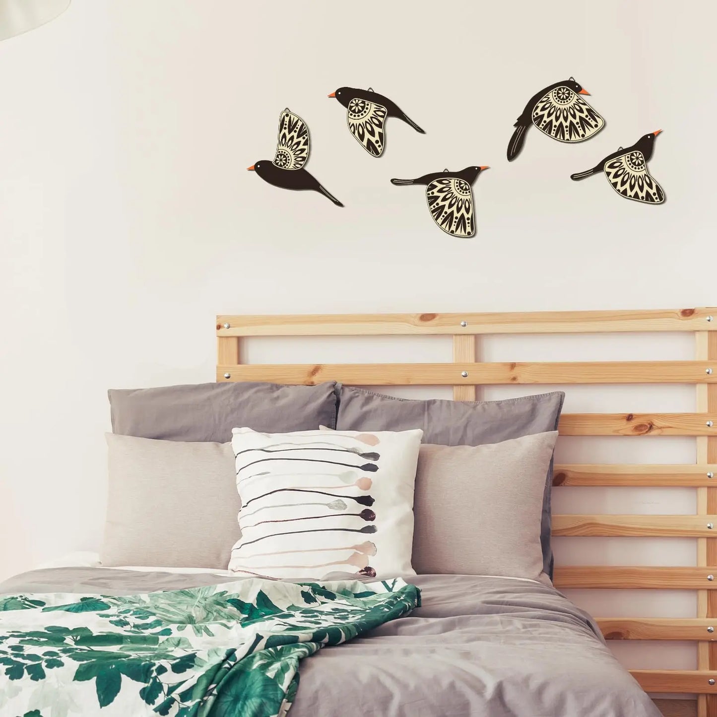 5 Pcs Wooden Bird Wall Art