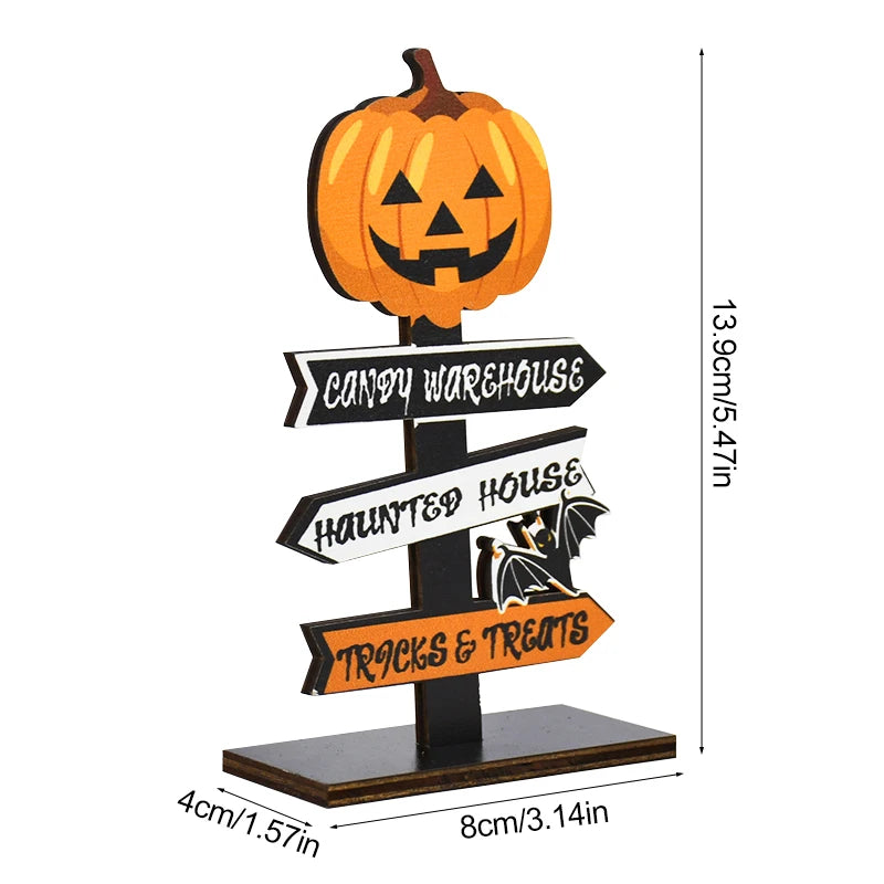 Halloween Wooden Pumpkin Ghost Ornament