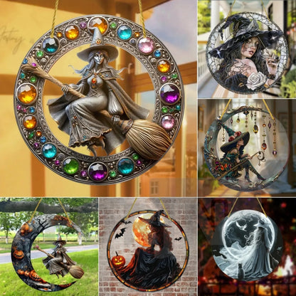 Magic Moonlit Witch & Broom Suncatcher