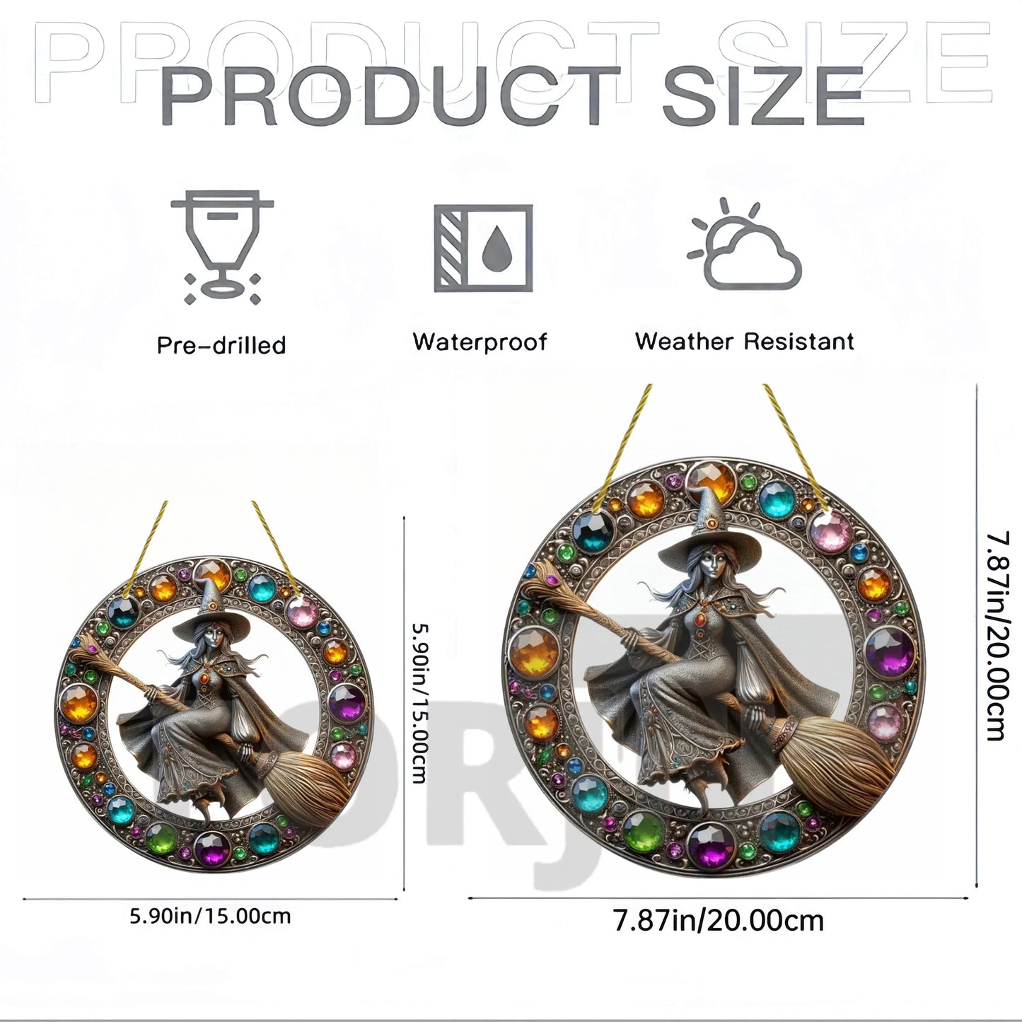 Magic Moonlit Witch & Broom Suncatcher