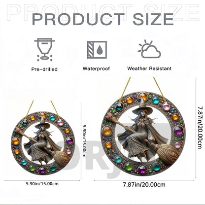 Magic Moonlit Witch & Broom Suncatcher