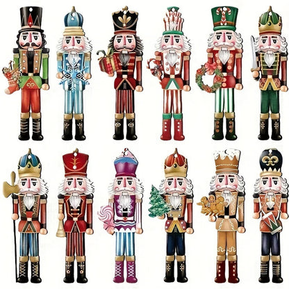 12pcs Wooden Nutcracker Soldier Ornaments
