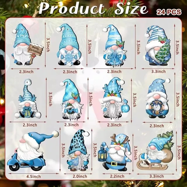 24pcs Wooden Christmas Gnome Ornaments