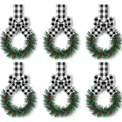 Mini Christmas Wreaths for Cabinets (6 pcs)